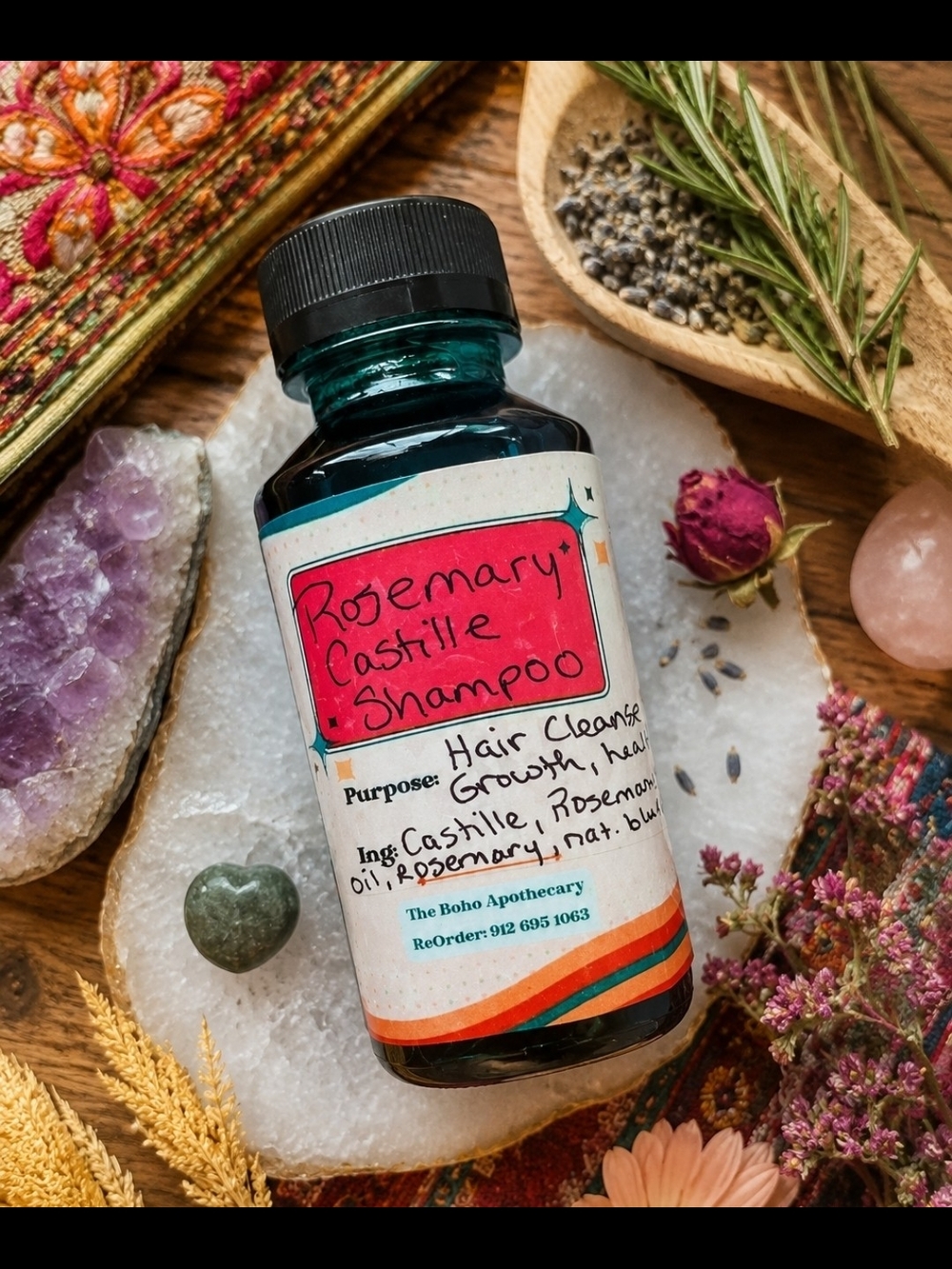 4/$15 Rosemary Castile Shampoo - Natural Hair Cleanser
